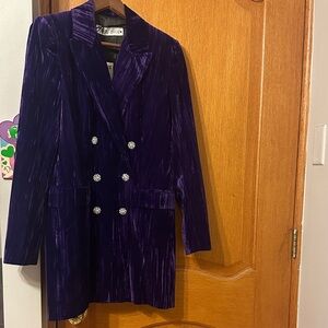 Zara Deep Purple Velvet Blazer Dress